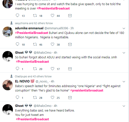 Nigerians React to President Buhari's Speech